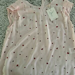 Joie Blouse soft pink with ladybug print NWT